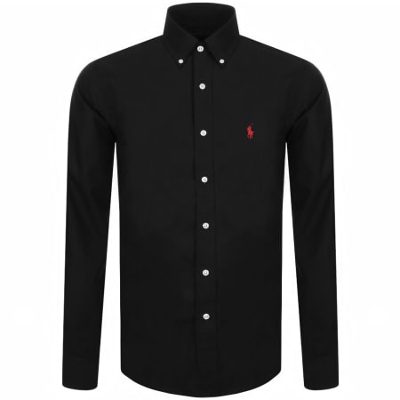 Ralph Lauren Slim Fit Poplin Shirt Black | Mainline Menswear